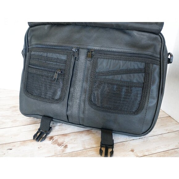 Unisex Messenger Laptop Bag Black Work School Bag Detachable Strap Top Handles - Picture 2 of 12